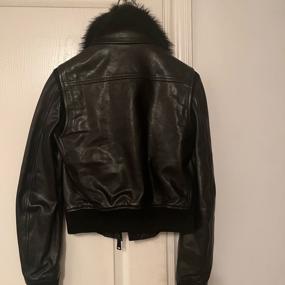 DSQUARED2 Leather Jacket with Removable Fur Colar - Picture 11 of 14